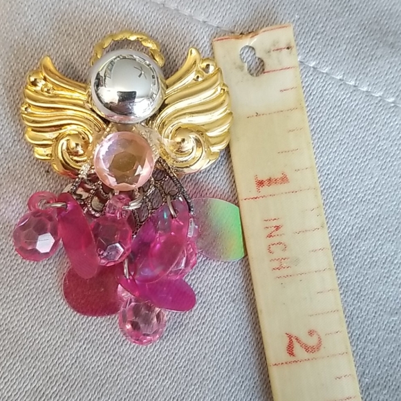 PINK DANGLES ANGEL pin or necklace - Picture 2 of 3